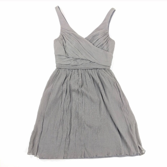 J Crew Heidi Bridesmaid Dress Gray Chiffon Size 6 - Picture 2 of 5